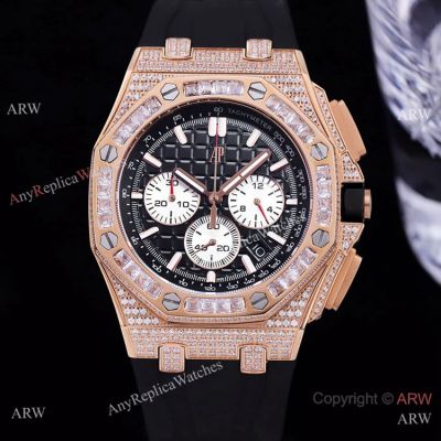 Iced Out Audemars Piguet Royal Oak Rose Gold Chronograph Watches